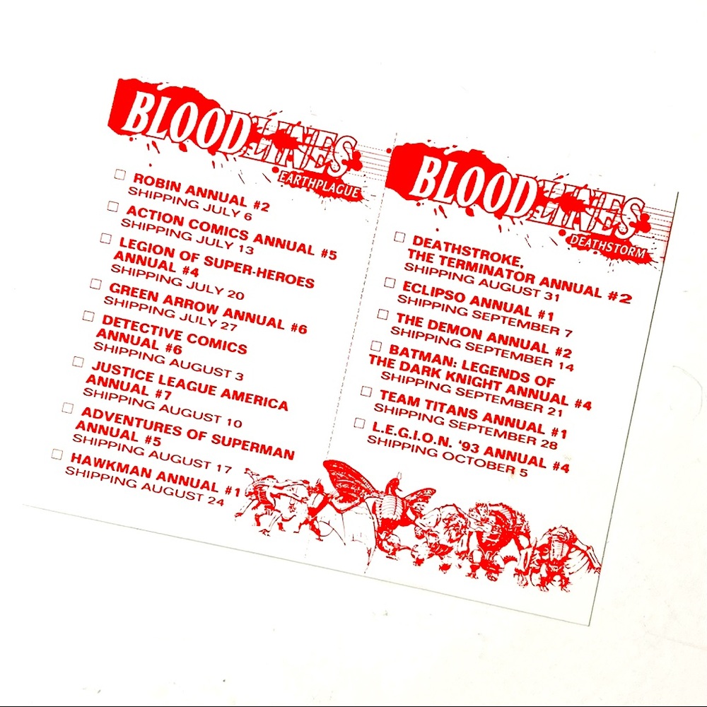 Vintage Bloodlines DC Comics Collector’s Checklist Card